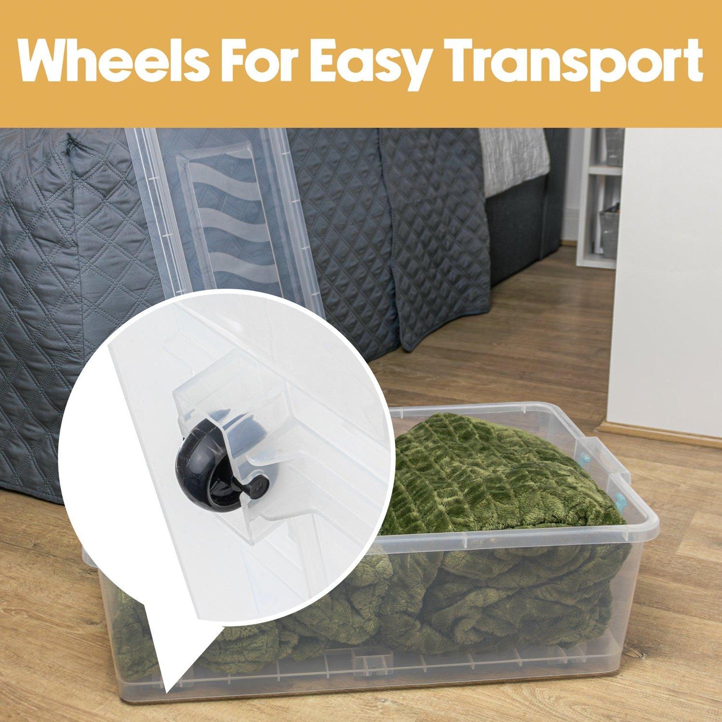 JVL Clip Lid Storage Box+6 Wheels 30L - S/4
