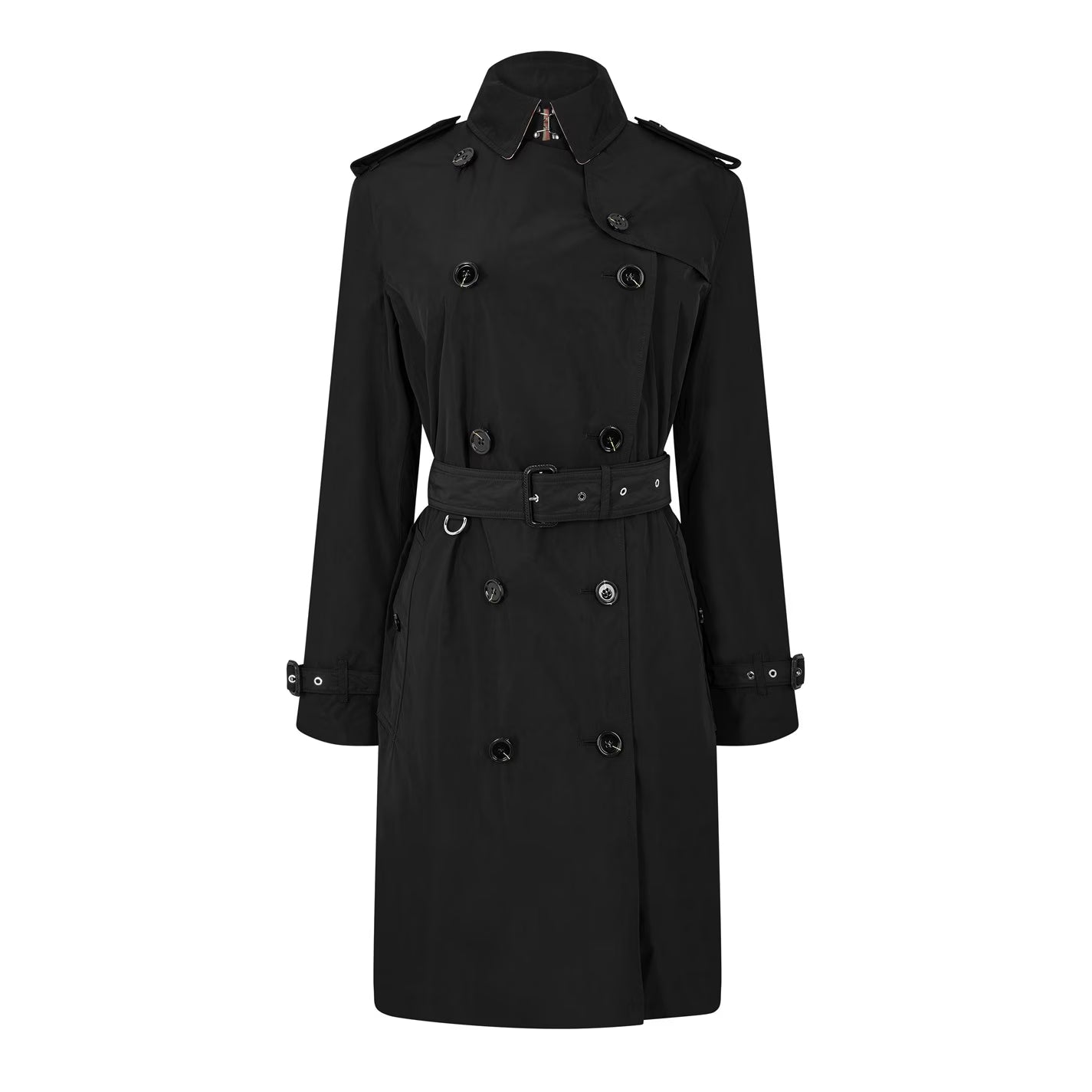 Women's Kensington Check Mid-Length Hooded Long Sleeve Trench Coat