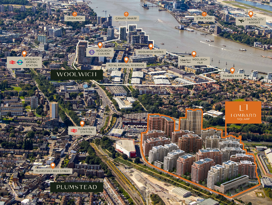 Lombard Square — Affordable Luxury 1-2-3 Bedroom Homes — Essential Amenities at Plumstead London—Royal Borough of Greenwich