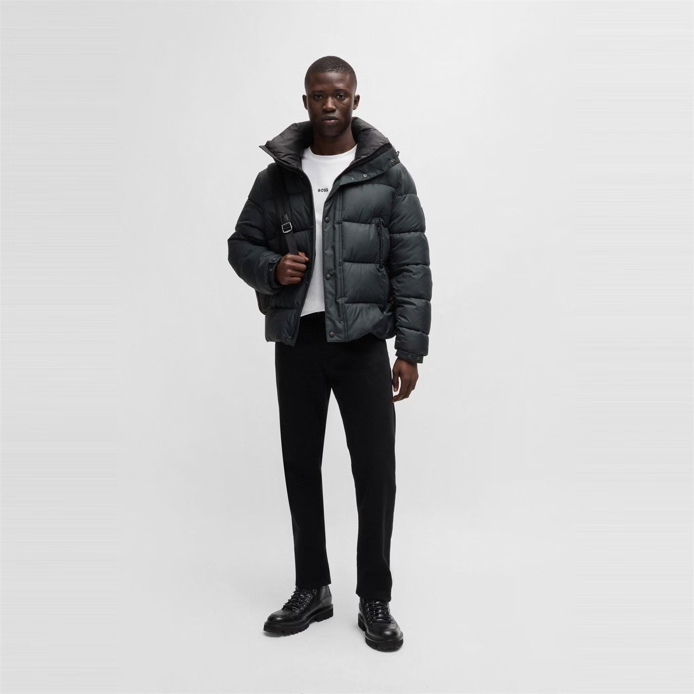 Boss Men's Omaris Water-Repellent Hooded Long Sleeve Short Puffer Jacket