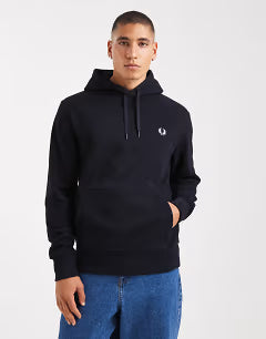 Fred Perry monogram hoodie in navy