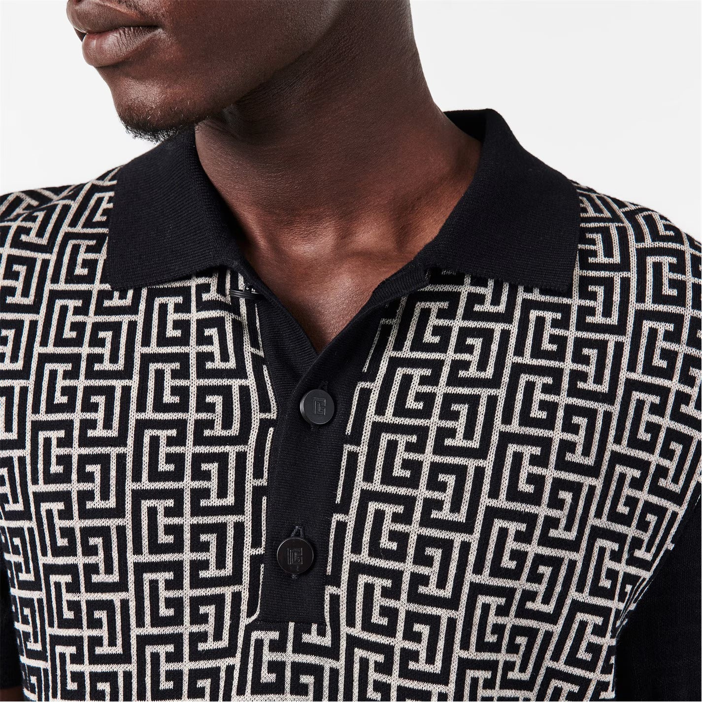 BALMAIN Men's Mono Short-Sleeve Polo Shirt