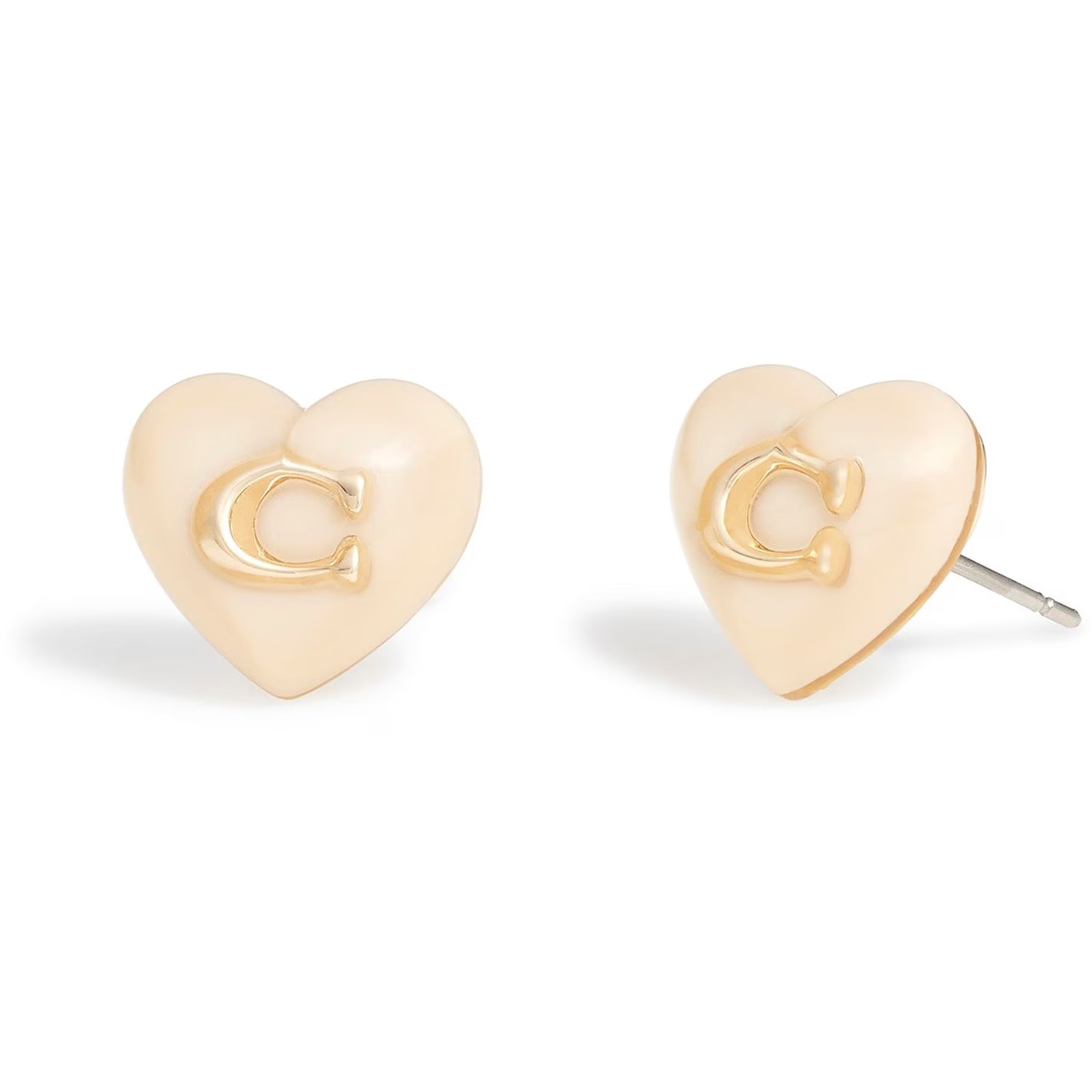 Women's Heart Pearl Gold Stud Earrings