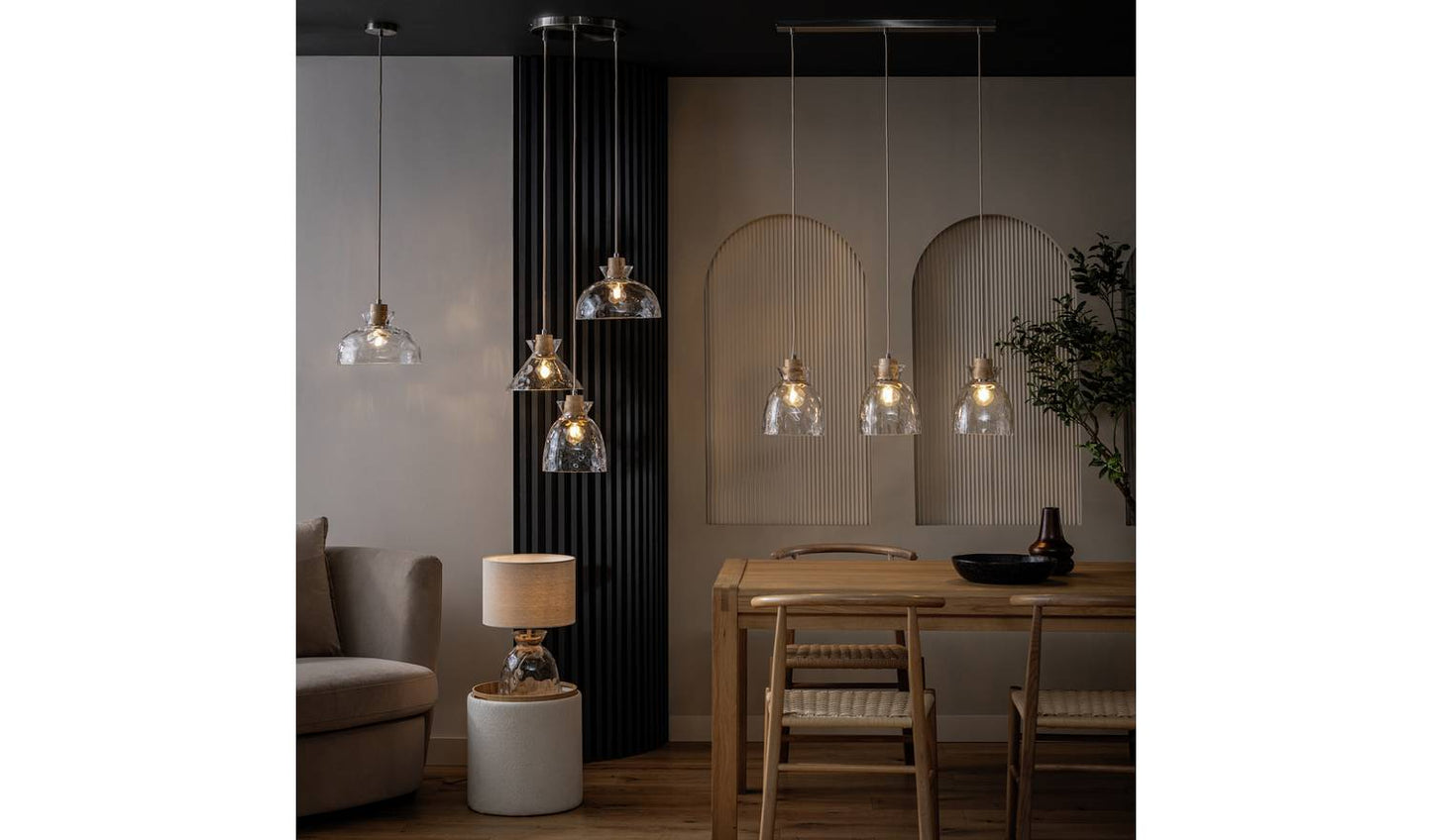 Habitat Vanern Dimple Glass Bar Pendant Light - Clear