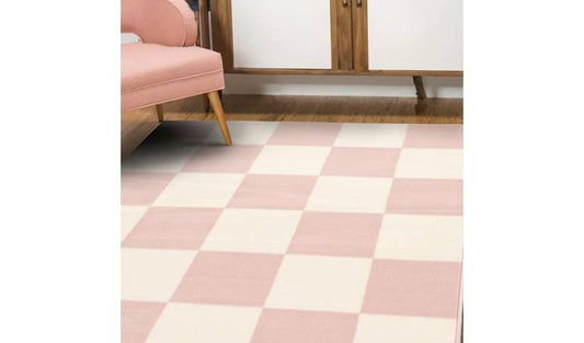 Homemaker Maestro Checkerboard Pink Cut Pile Rug - 80x150cm