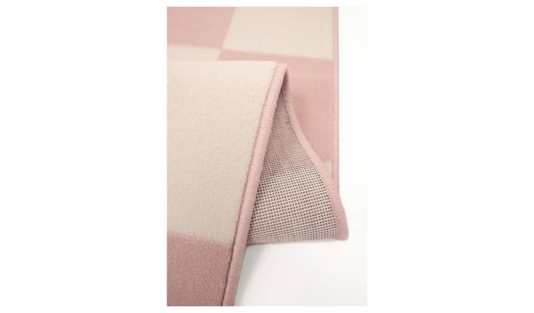 Homemaker Maestro Checkerboard Pink Cut Pile Rug - 80x150cm