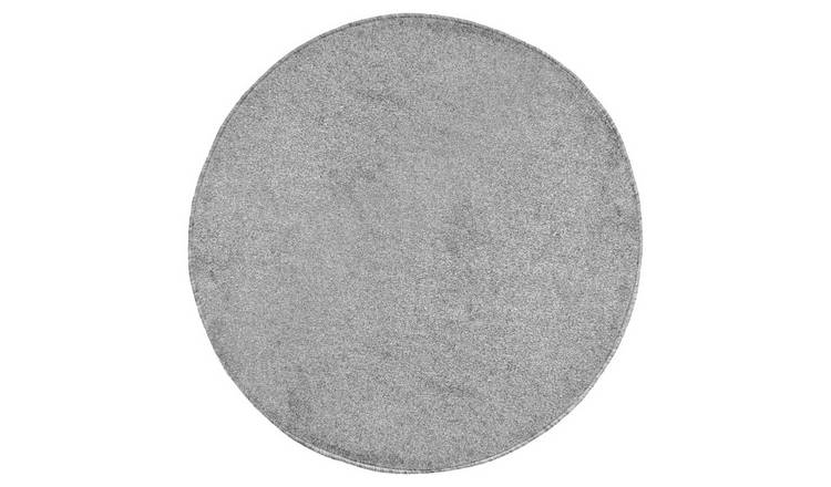 Relay Plain Round Grey Short Pile Rug - 133cm