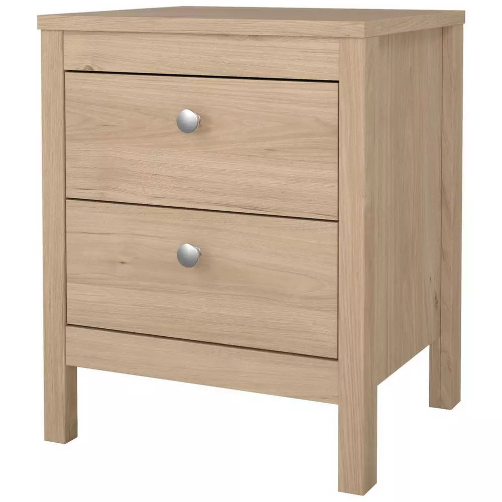 Tvilum Madrid 2 Drawer Bedside Table - Oak