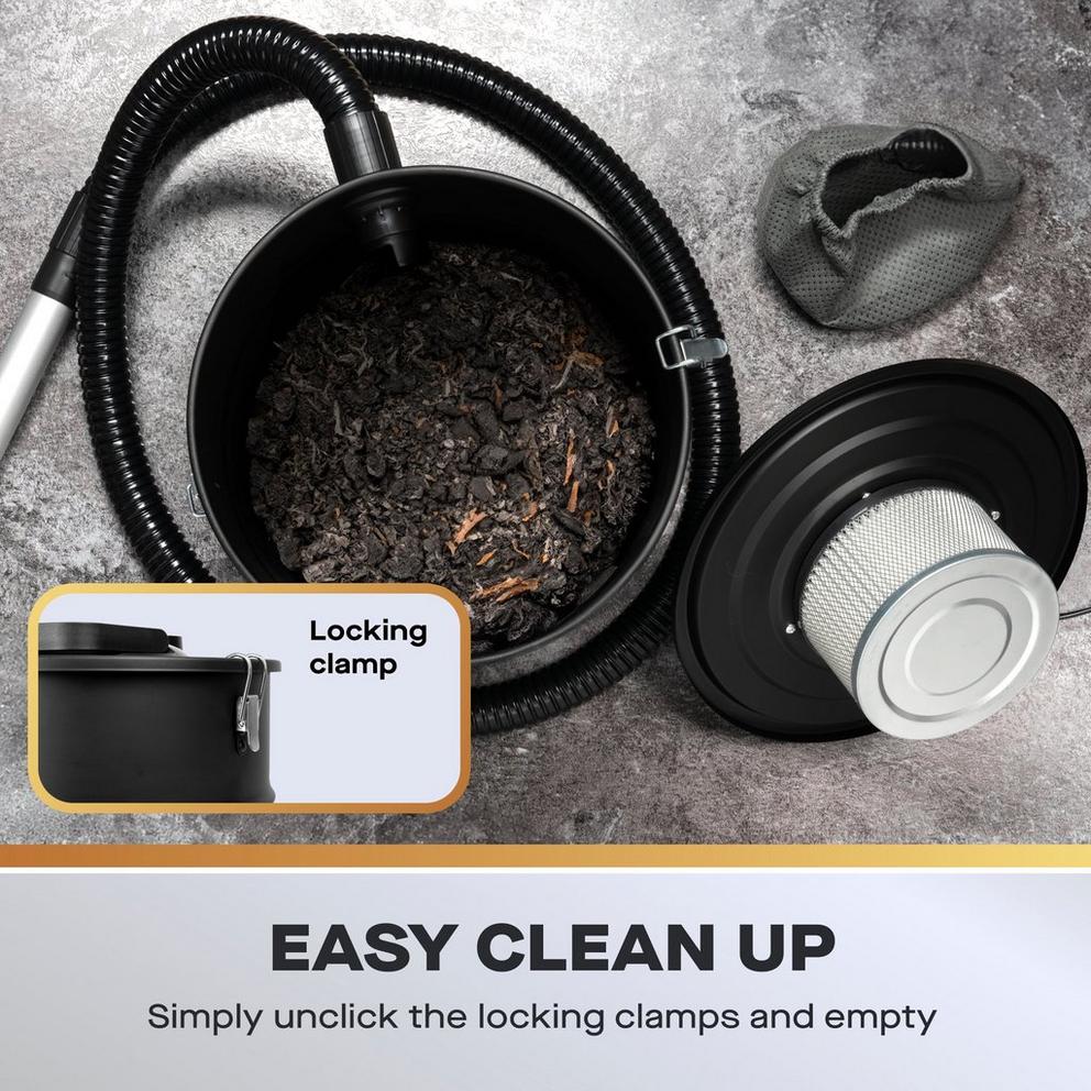 20L Fireplace Ash Vacuum Cleaner with HEPA Filter