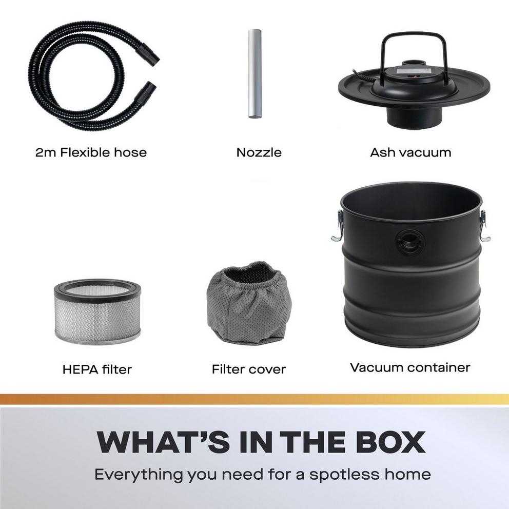 20L Fireplace Ash Vacuum Cleaner with HEPA Filter