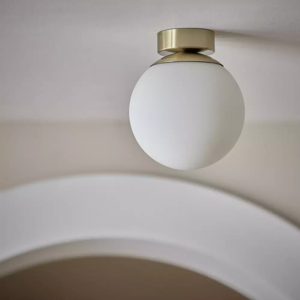 Habitat Opal Glass Bathroom Flush Ceiling Light - Brass
