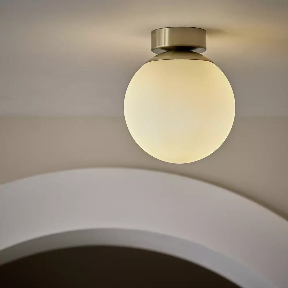 Habitat Opal Glass Bathroom Flush Ceiling Light - Brass