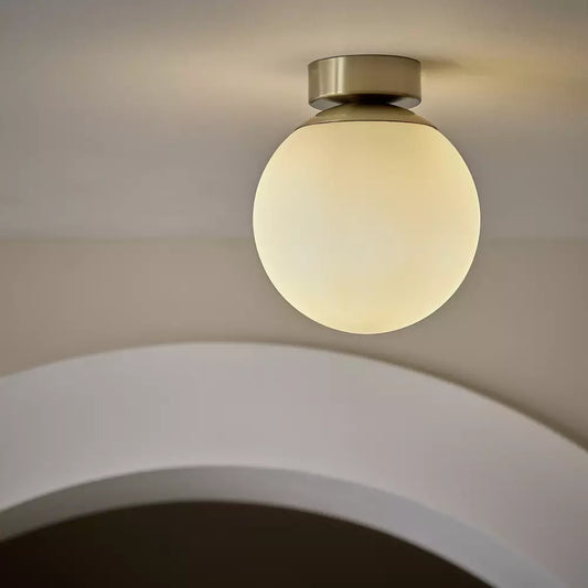 Habitat Opal Glass Bathroom Flush Ceiling Light - Brass