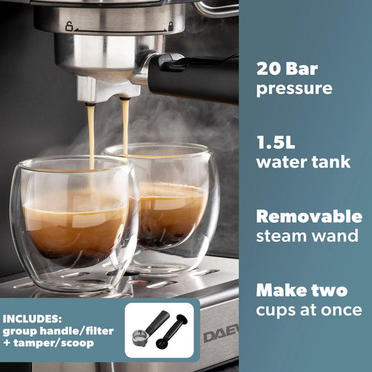 20 BAR ESPRESSO COFFEE MAKER WITH STEAM WAND