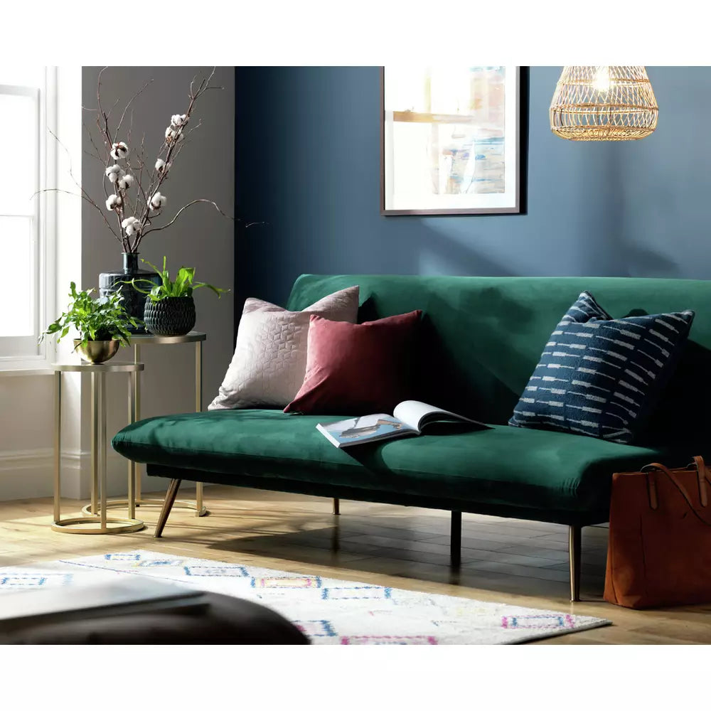 Habitat Matteo Velvet 2 Seater Sofa Bed - Green
