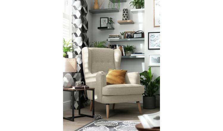 Habitat Callie Fabric Wingback Chair - Latte