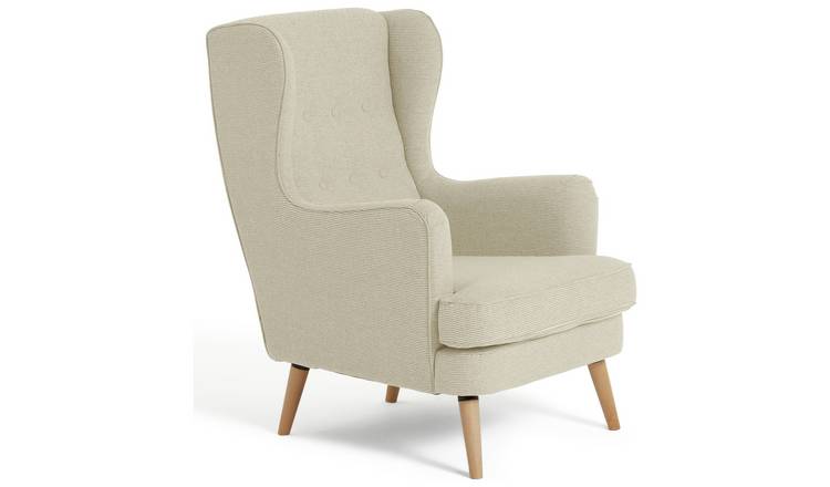 Habitat Callie Fabric Wingback Chair - Latte