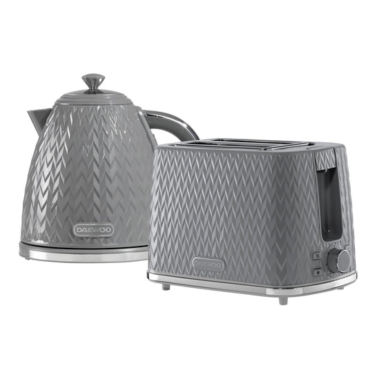 Dark Grey Argyle Kettle & 2 Slice Toaster Set