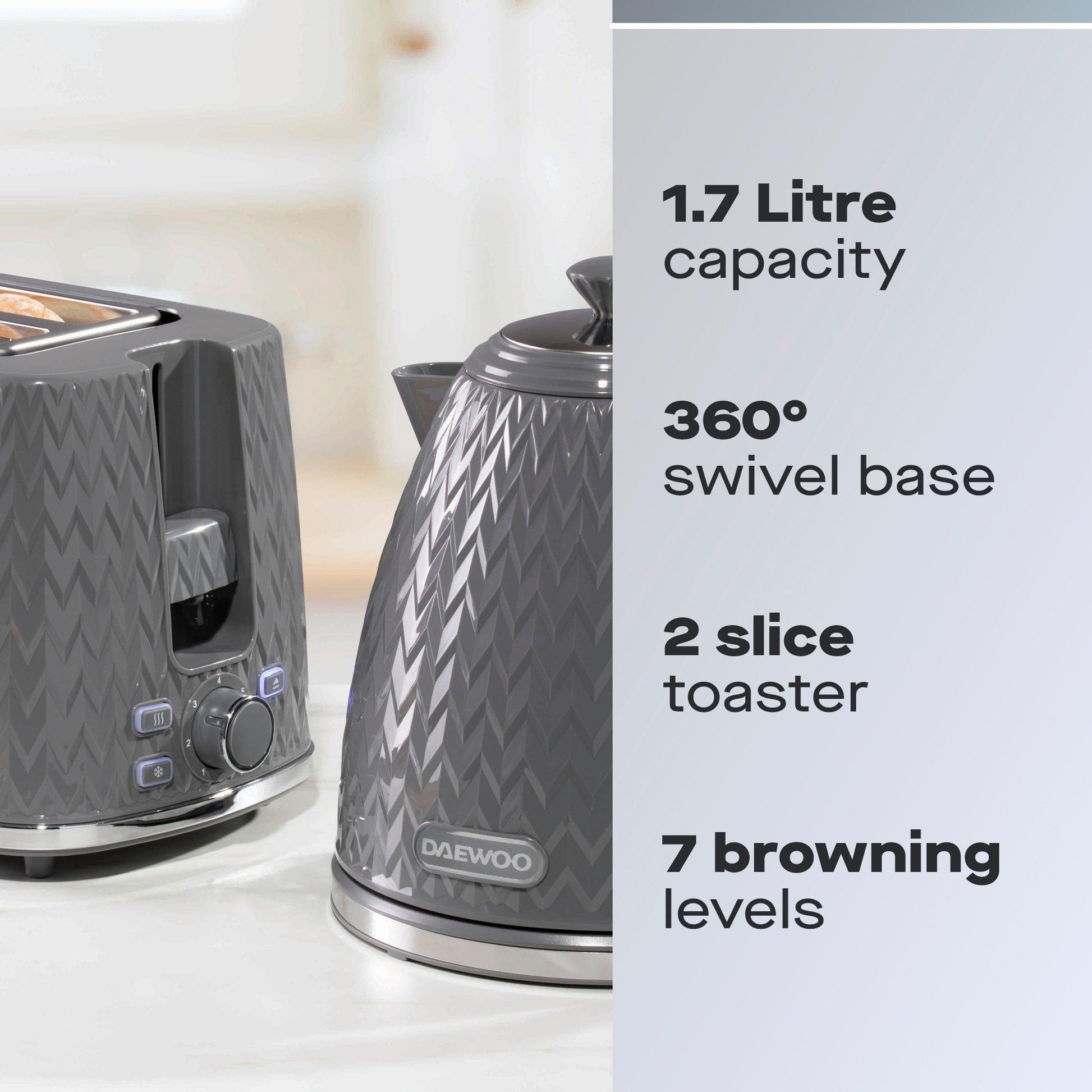 Dark Grey Argyle Kettle & 2 Slice Toaster Set