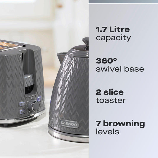 Dark Grey Argyle Kettle & 2 Slice Toaster Set