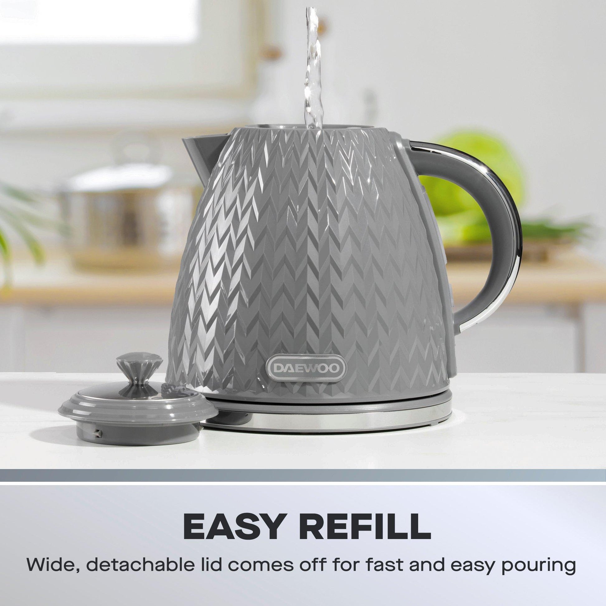 Dark Grey Argyle Kettle & 2 Slice Toaster Set