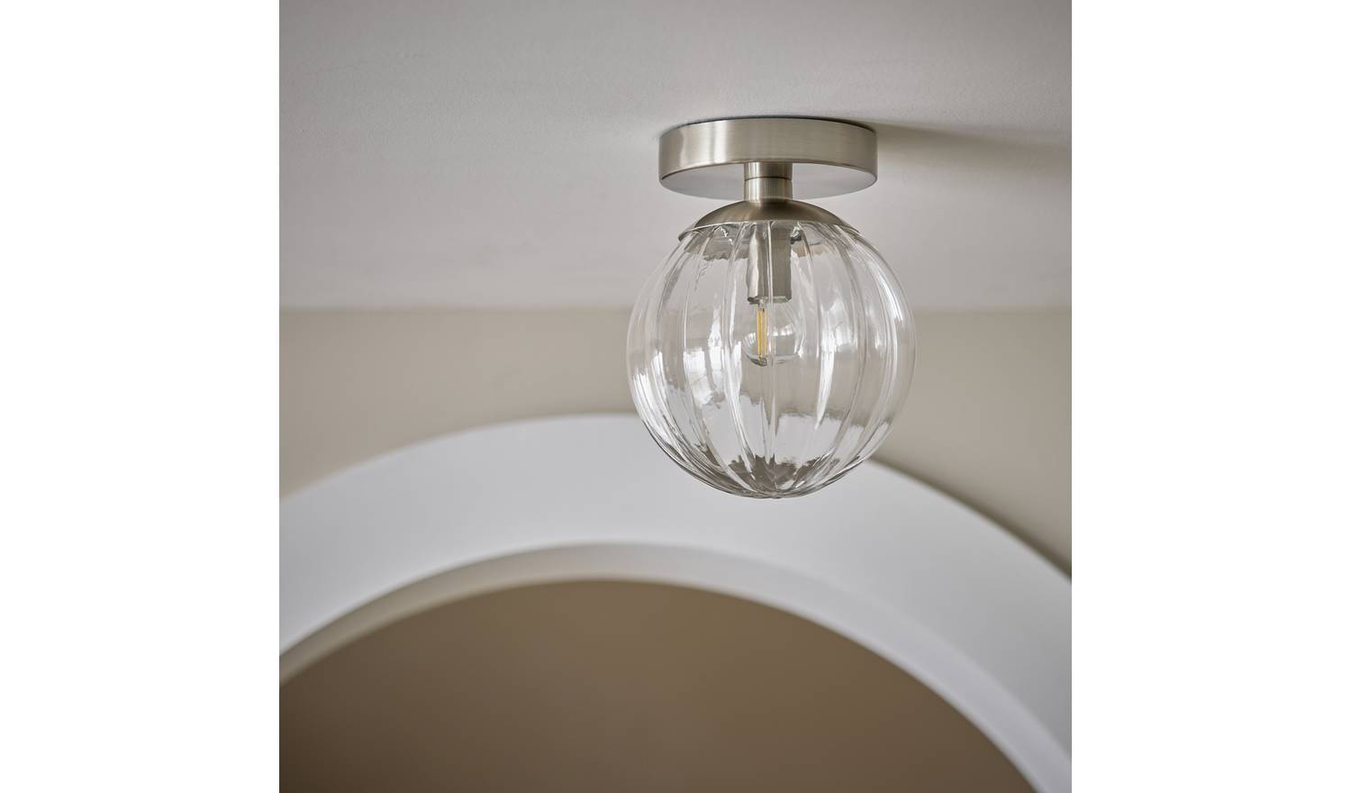 Habitat Anais Glass Bathroom Ceiling Light - Brushed Chrome