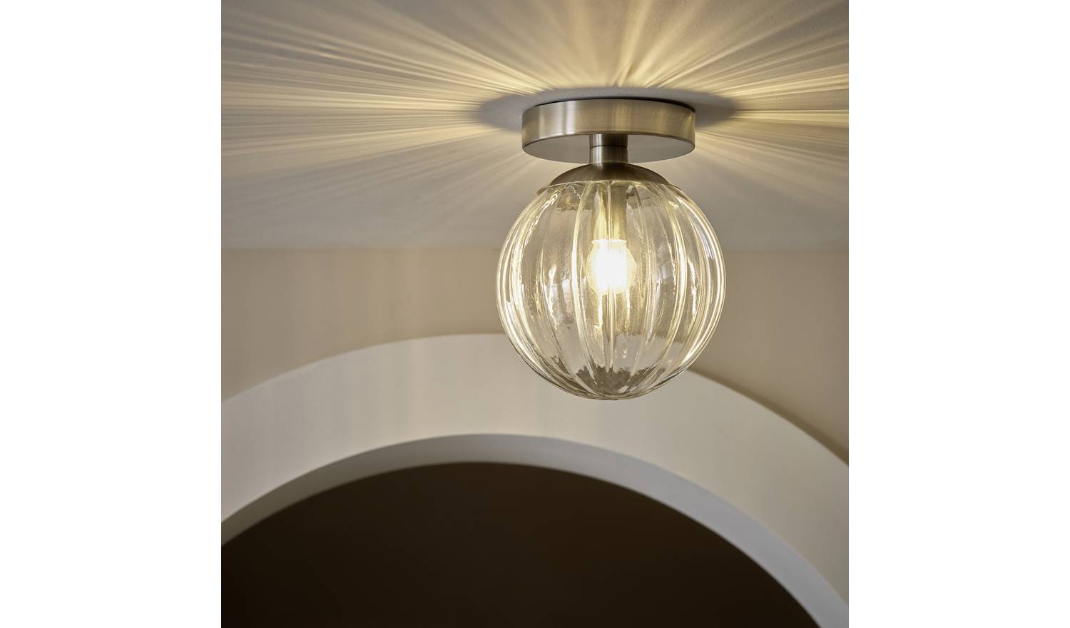 Habitat Anais Glass Bathroom Ceiling Light - Brushed Chrome