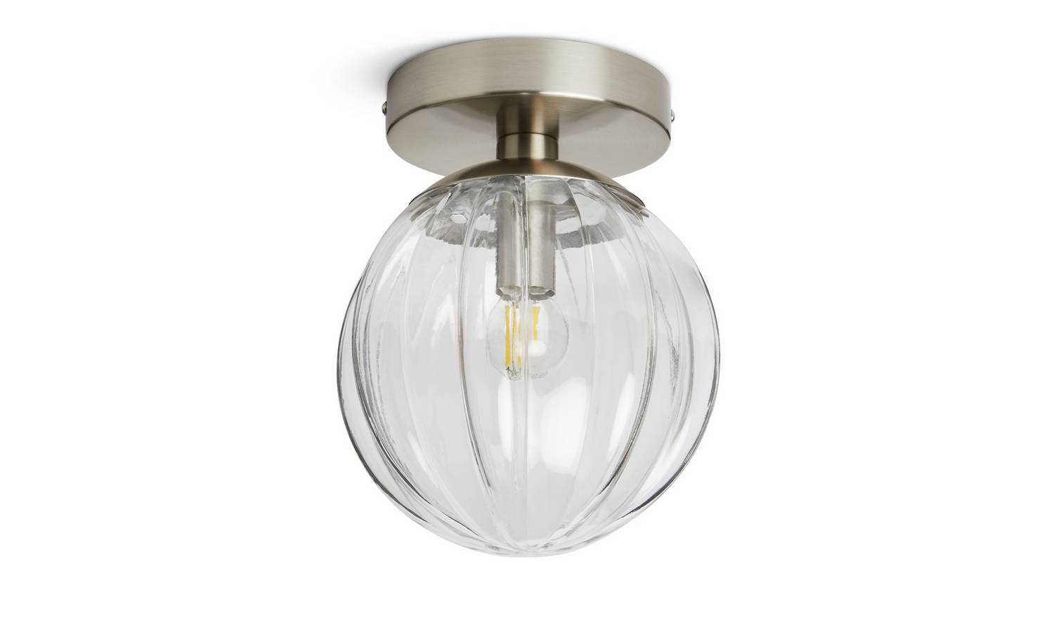 Habitat Anais Glass Bathroom Ceiling Light - Brushed Chrome