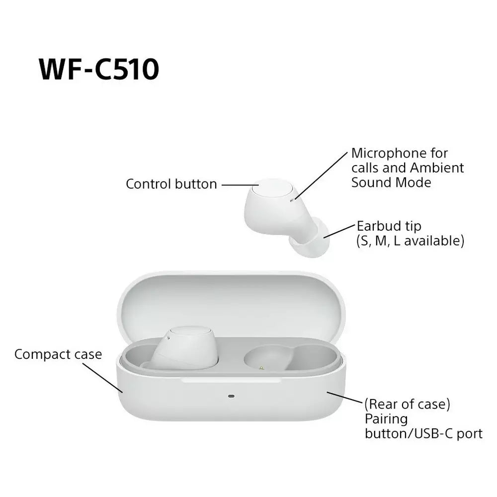 Sony WF-C510 True Wireless Earbuds – White
