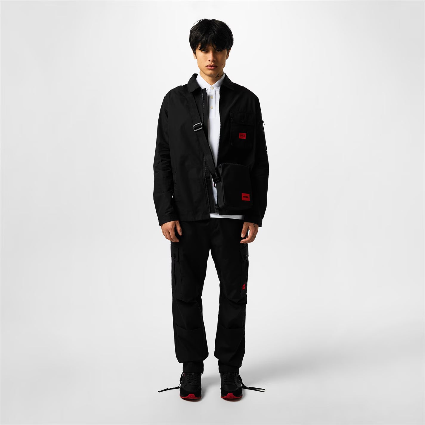 Men's Emmond Red Cotton Long Sleeve Zip Overshirt