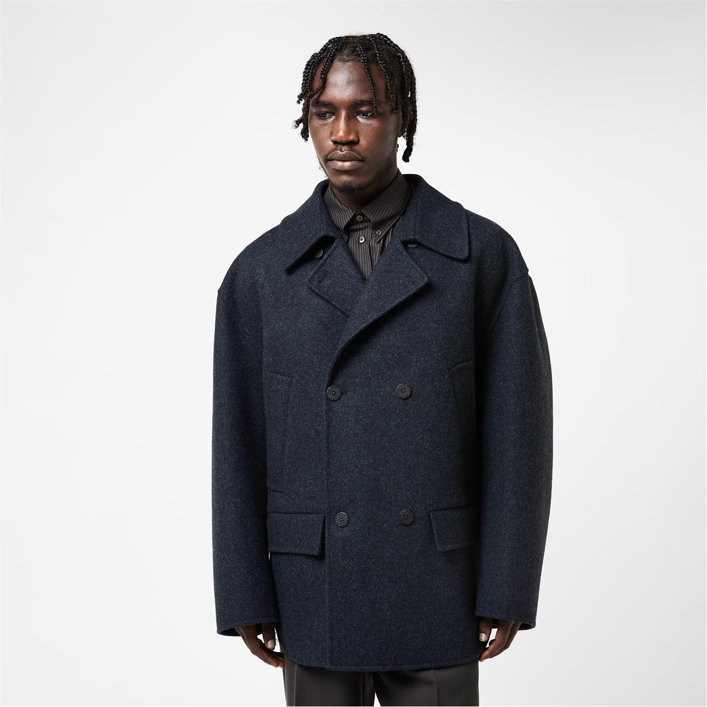 Men's Double-Breasted Tailored Fit Pea Coat