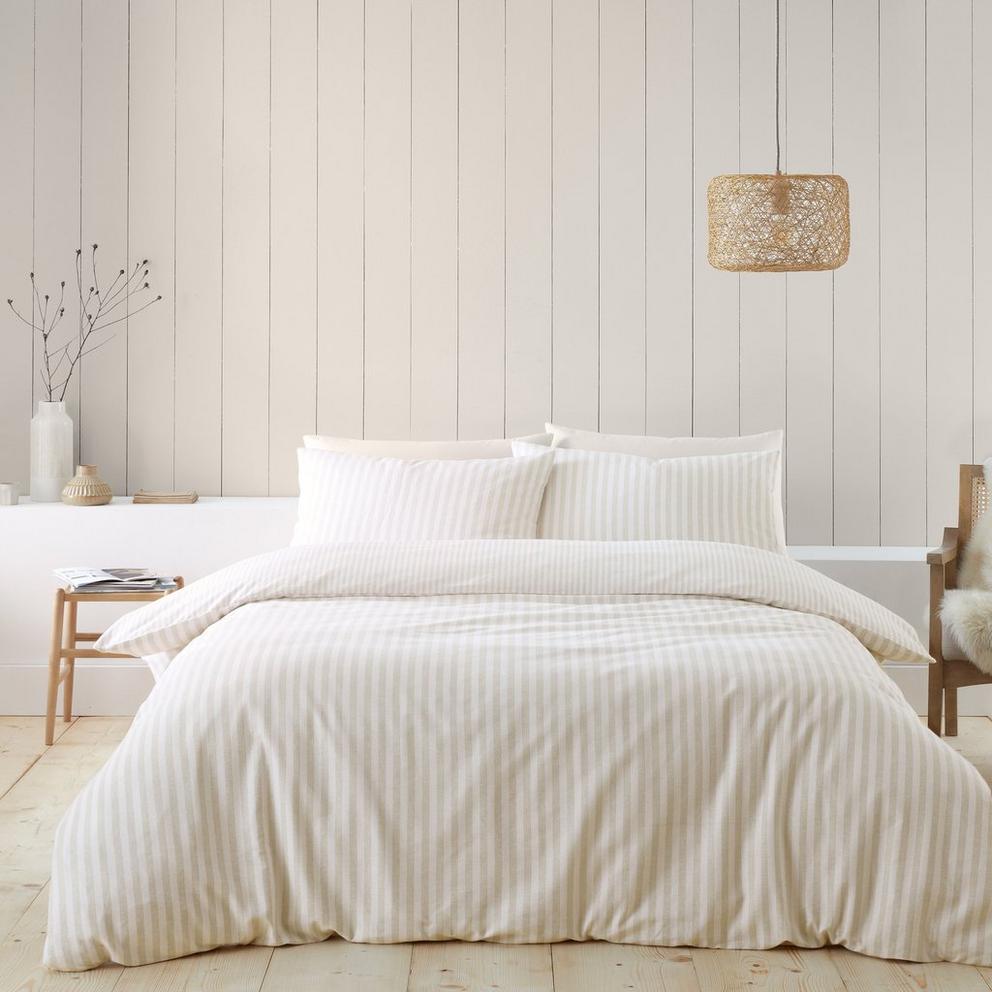 Brushed Cotton Stripe Reversible Duvet Cover Set