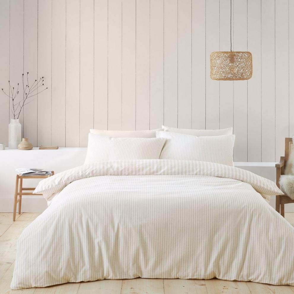 Brushed Cotton Stripe Reversible Duvet Cover Set