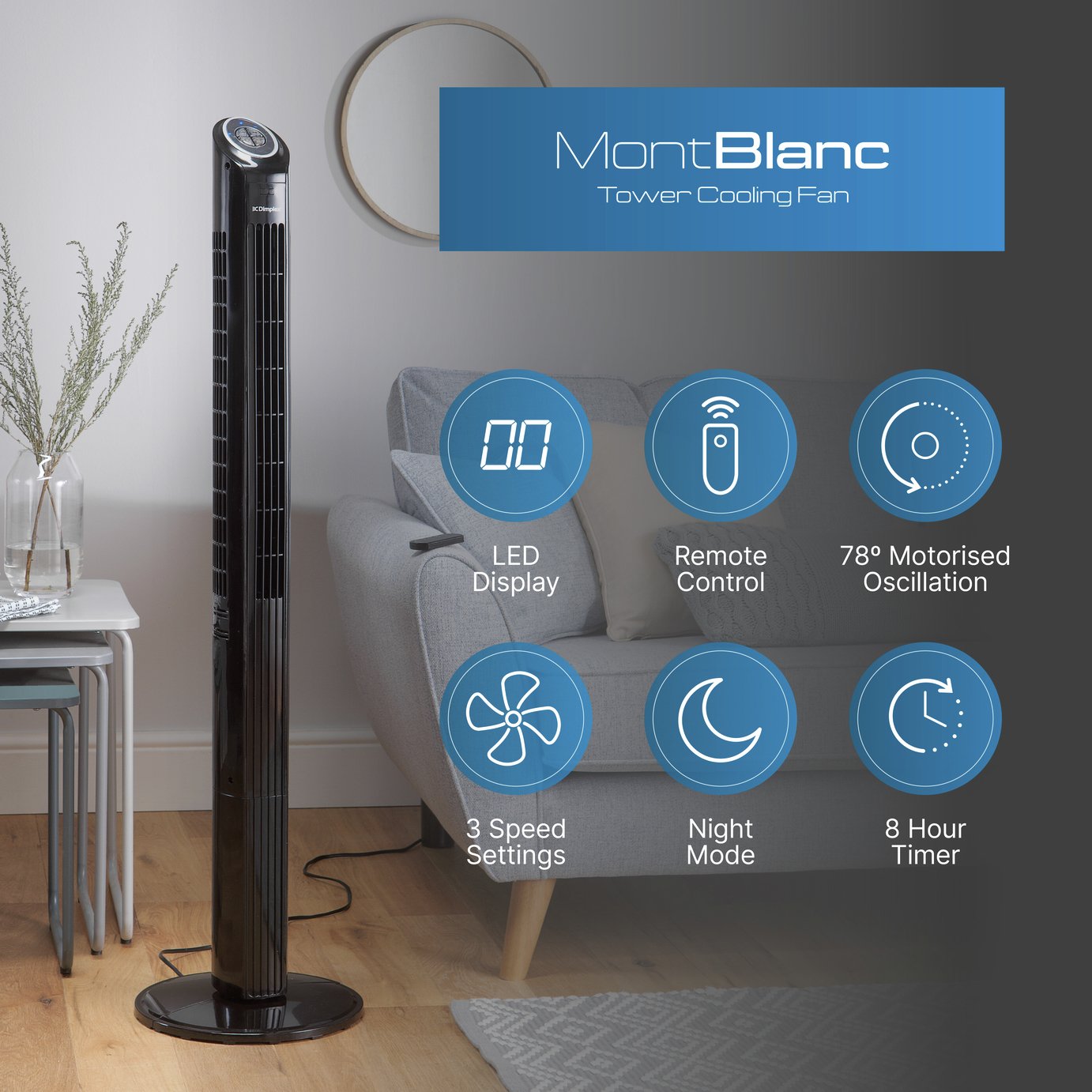 Dimplex DXMBCF Black Tower Fan
