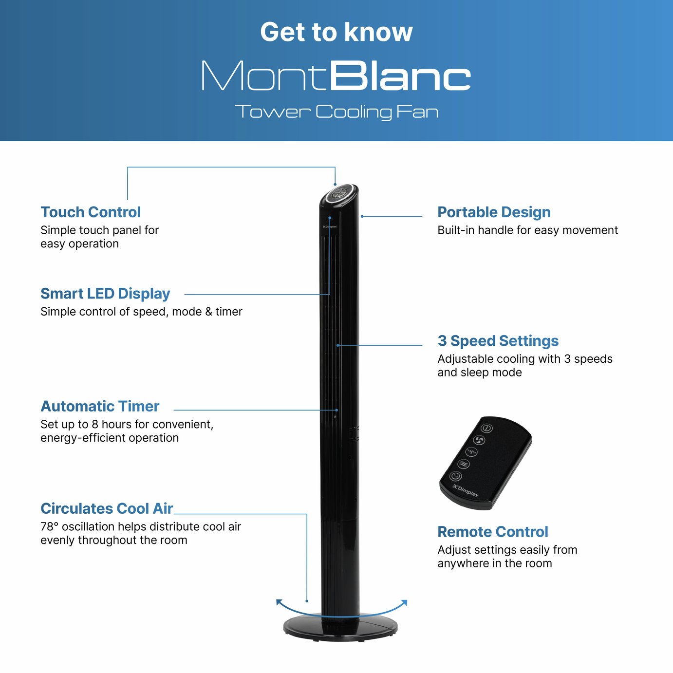 Dimplex DXMBCF Black Tower Fan