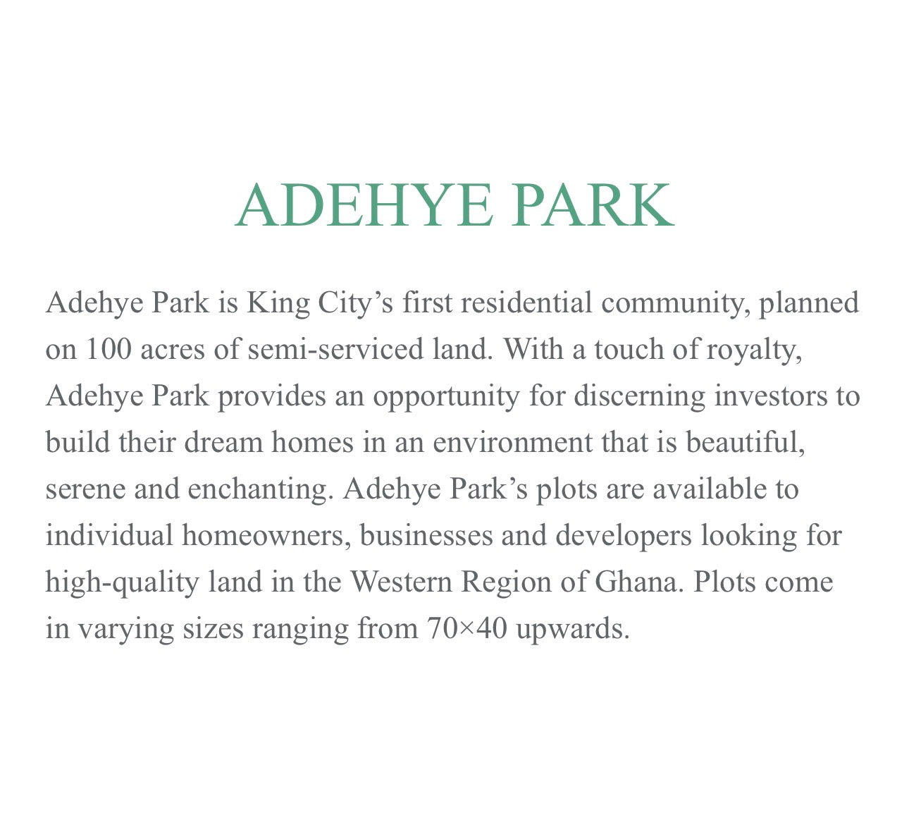 King City — 2515 Acres Serviced Plots for Sale — Masterplanned Mixed-Use City — Oil City Takoradi Ghana
