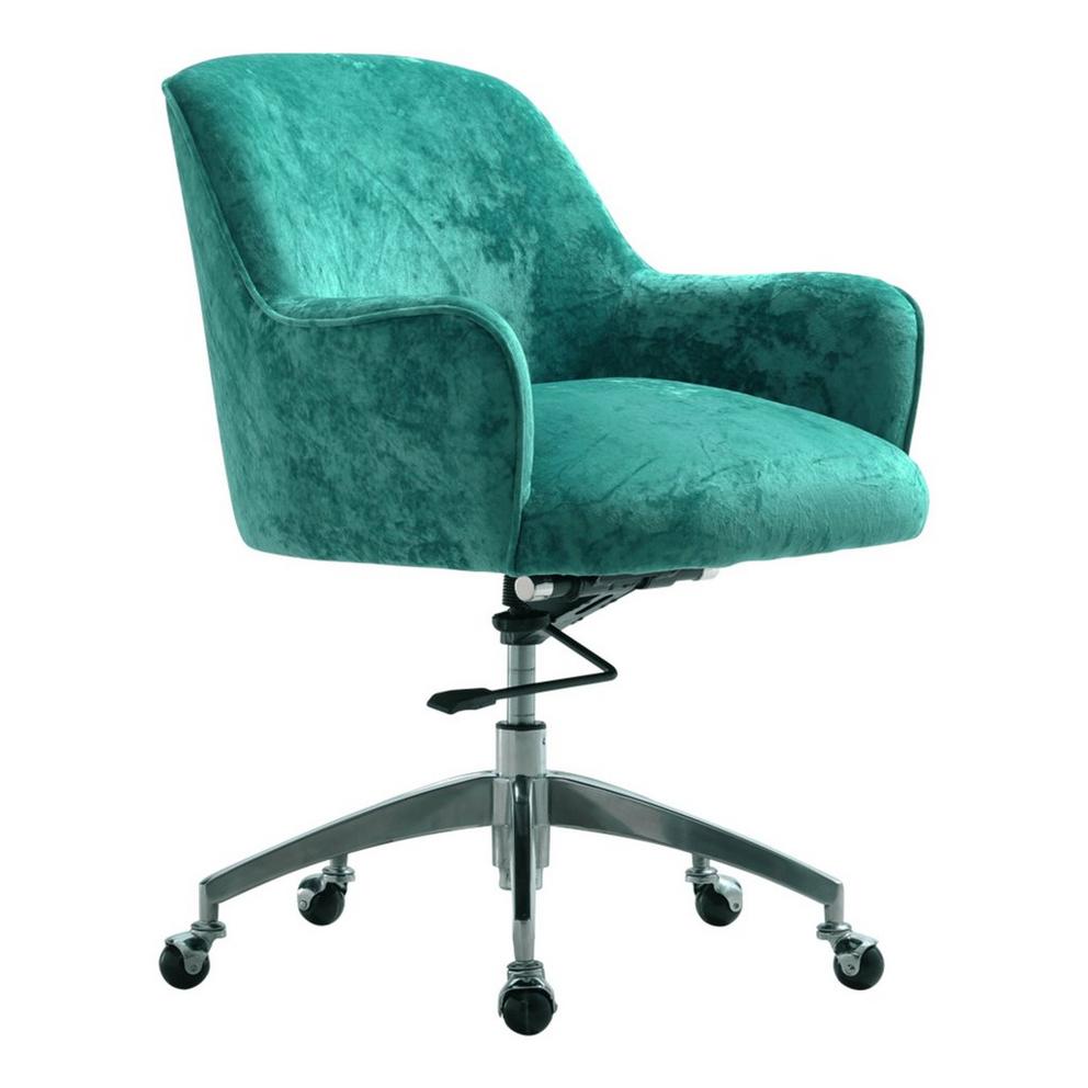 Kabinet UK Velvet Upholstered Wheeled Swivel Office Chair