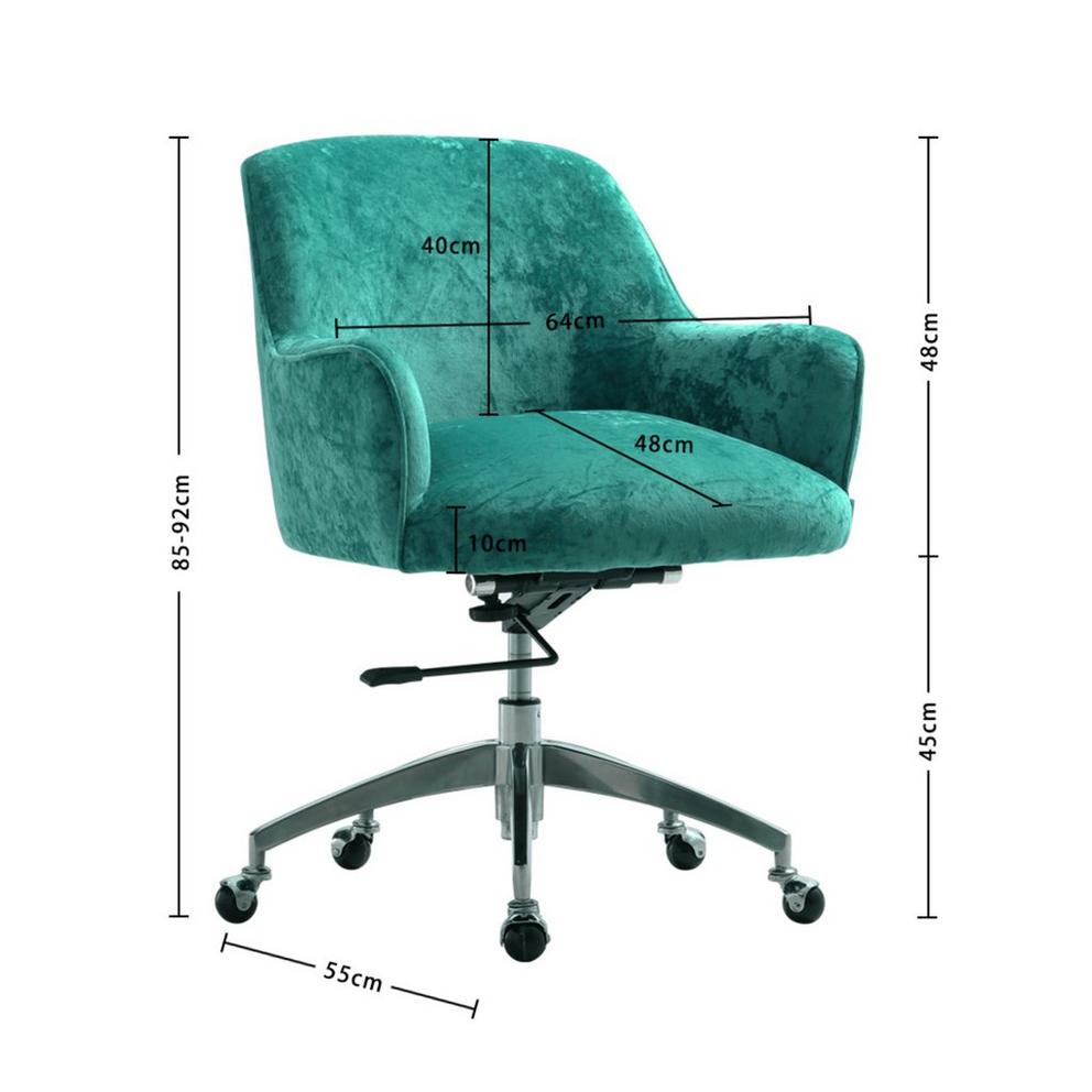 Kabinet UK Velvet Upholstered Wheeled Swivel Office Chair
