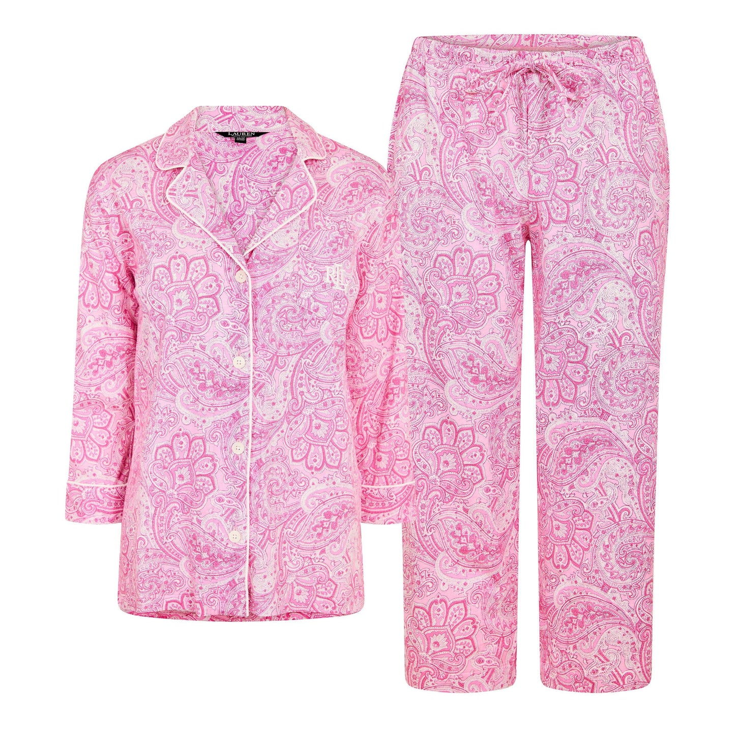 Lauren by Ralph Lauren Women's 3/4 Sleeve Notch Collar Long Pyjama Set