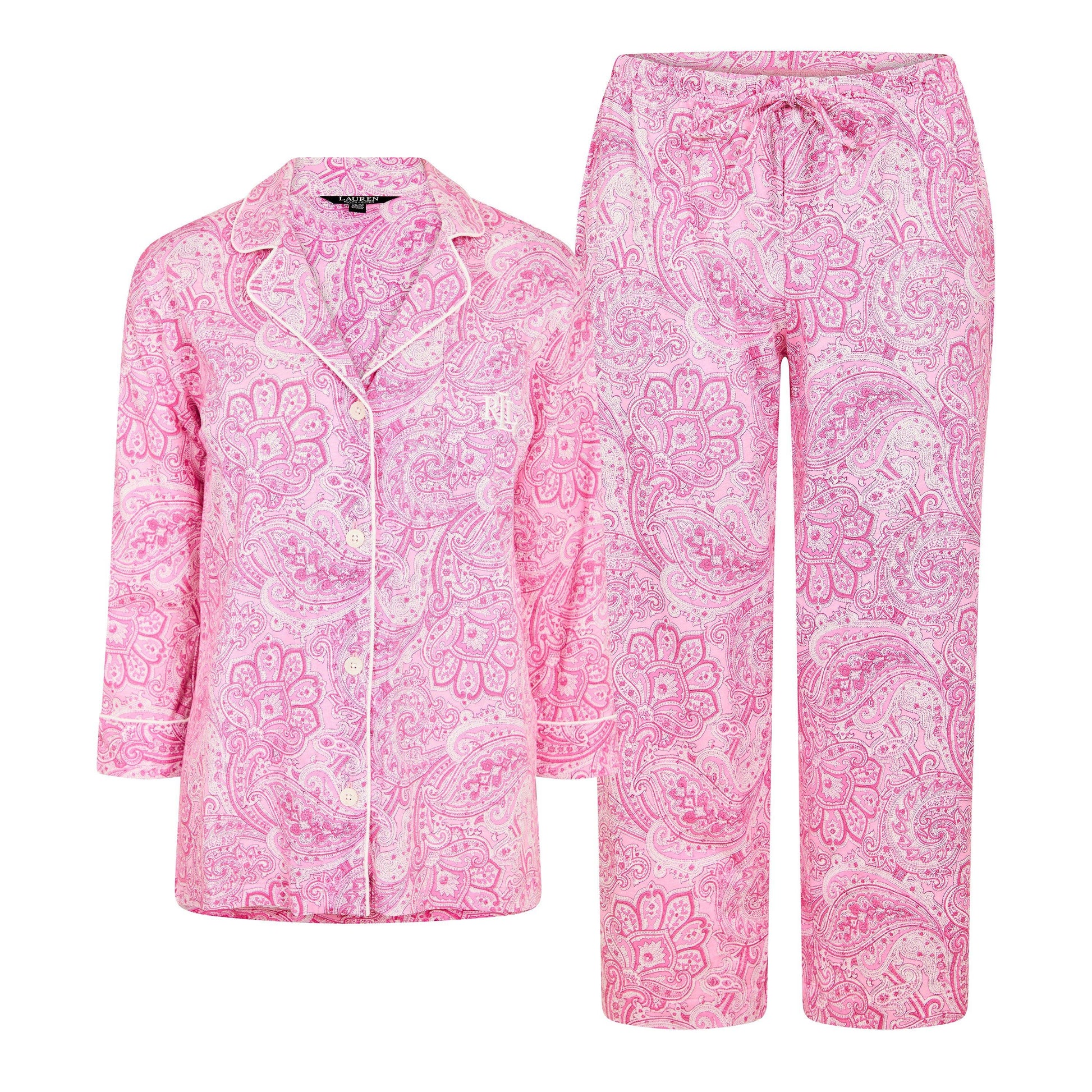 Lauren by Ralph Lauren Women's 3/4 Sleeve Notch Collar Long Pyjama Set