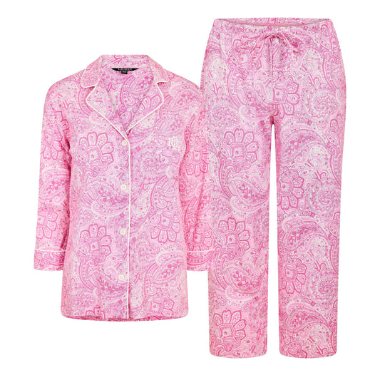 Lauren by Ralph Lauren Women's 3/4 Sleeve Notch Collar Long Pyjama Set