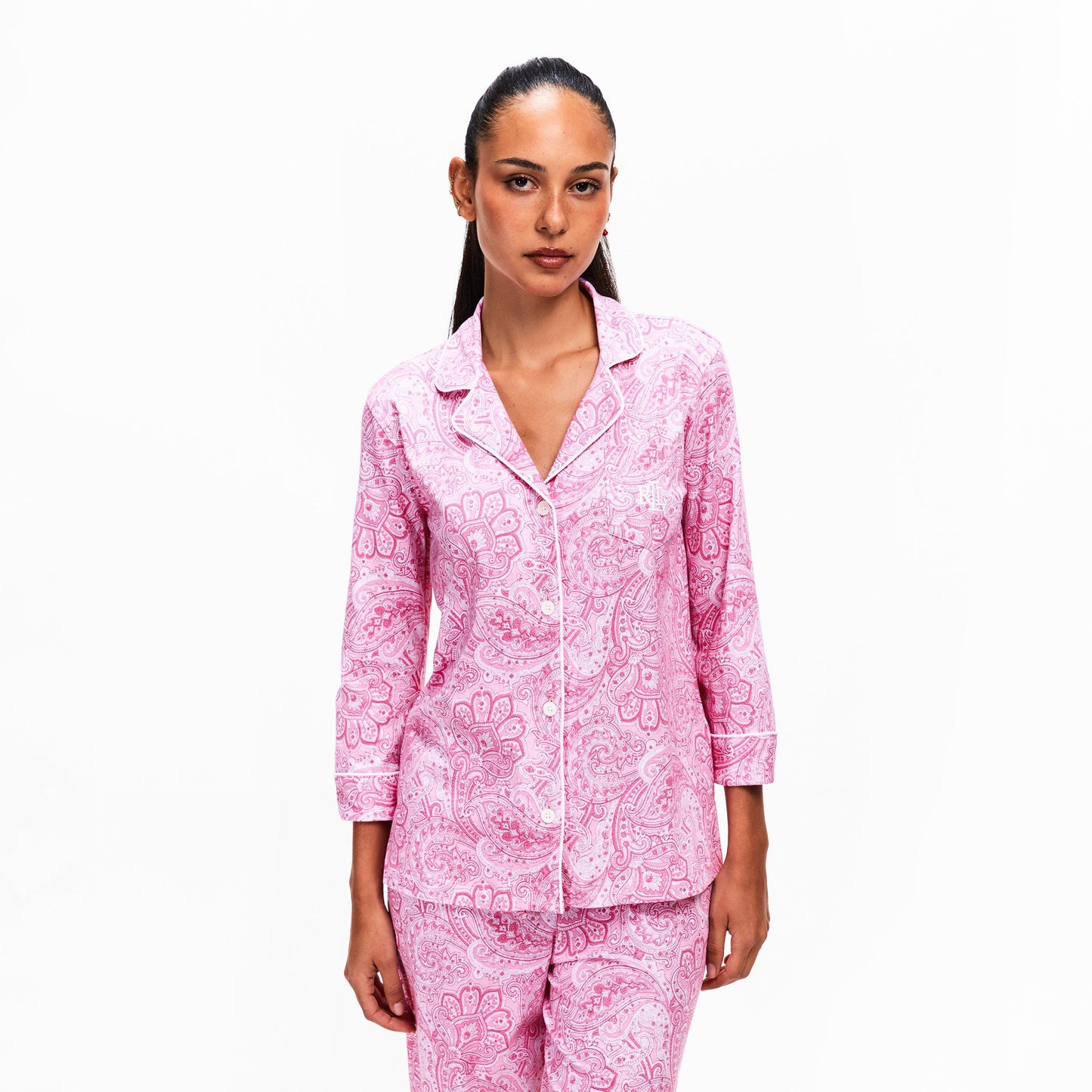 Lauren by Ralph Lauren Women's 3/4 Sleeve Notch Collar Long Pyjama Set