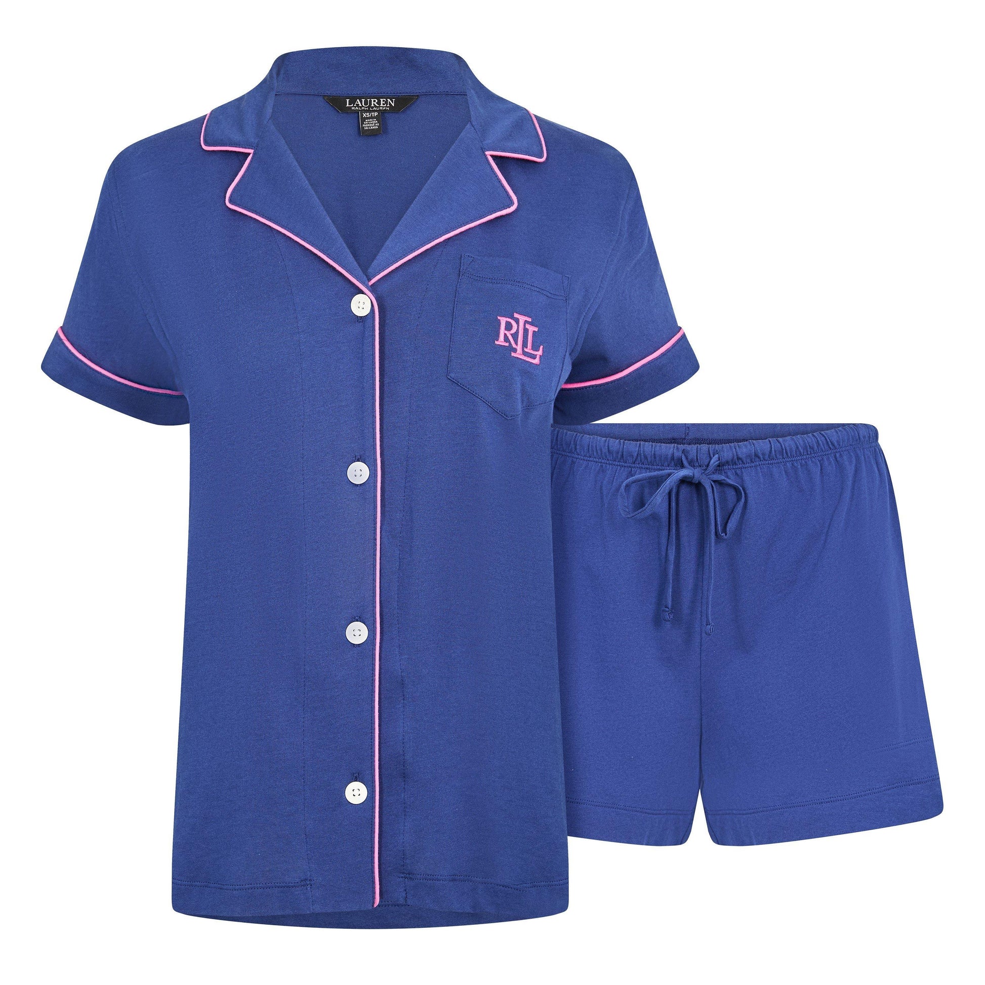 Lauren by Ralph Lauren Womens Notch Collar Short Sleeve Pyjama Set