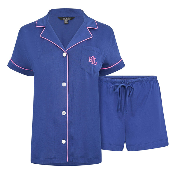 Lauren by Ralph Lauren Womens Notch Collar Short Sleeve Pyjama Set