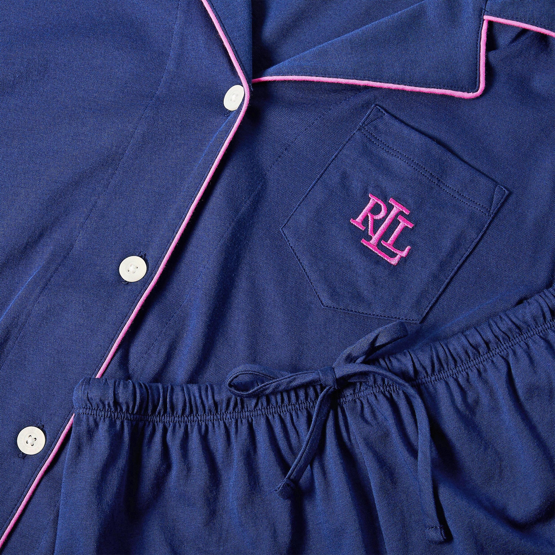 Lauren by Ralph Lauren Womens Notch Collar Short Sleeve Pyjama Set