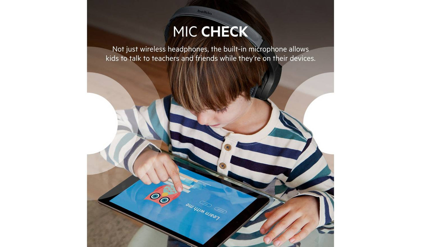 Belkin SoundForm Mini Kids Wireless Headphones On-Ear -Black