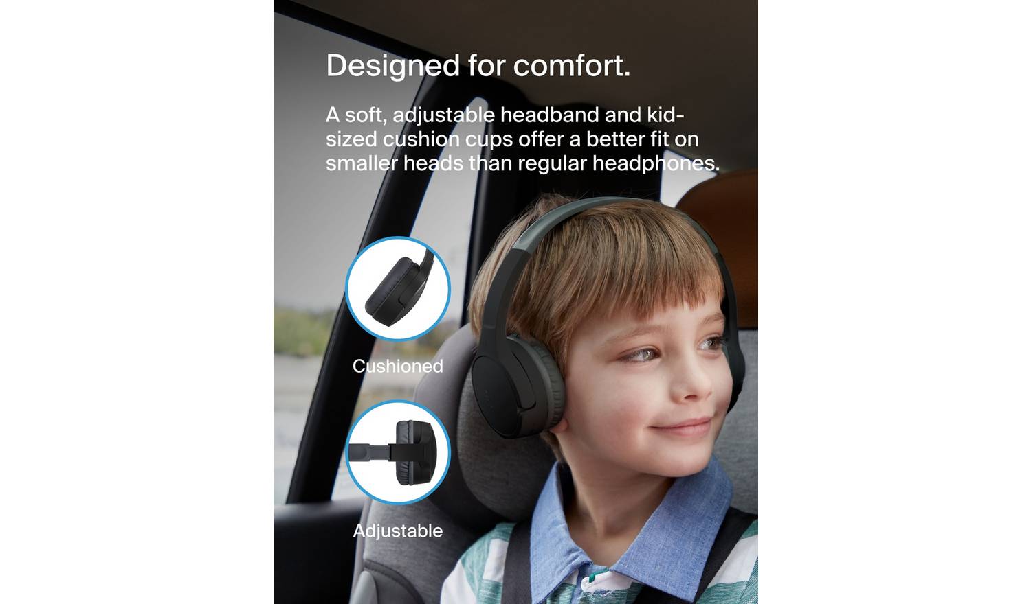 Belkin SoundForm Mini Kids Wireless Headphones On-Ear -Black