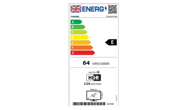 Toshiba 55 Inch 55UV2F53DB Smart 4K UHD HDR LCD Freely TV