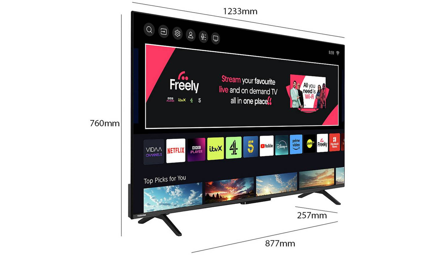 Toshiba 55 Inch 55UV2F53DB Smart 4K UHD HDR LCD Freely TV