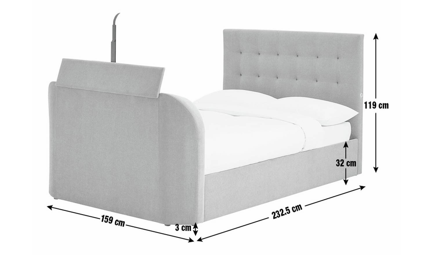 Argos Home Bentley Kingsize 2.1 Sound TV Ottoman Bed - Grey